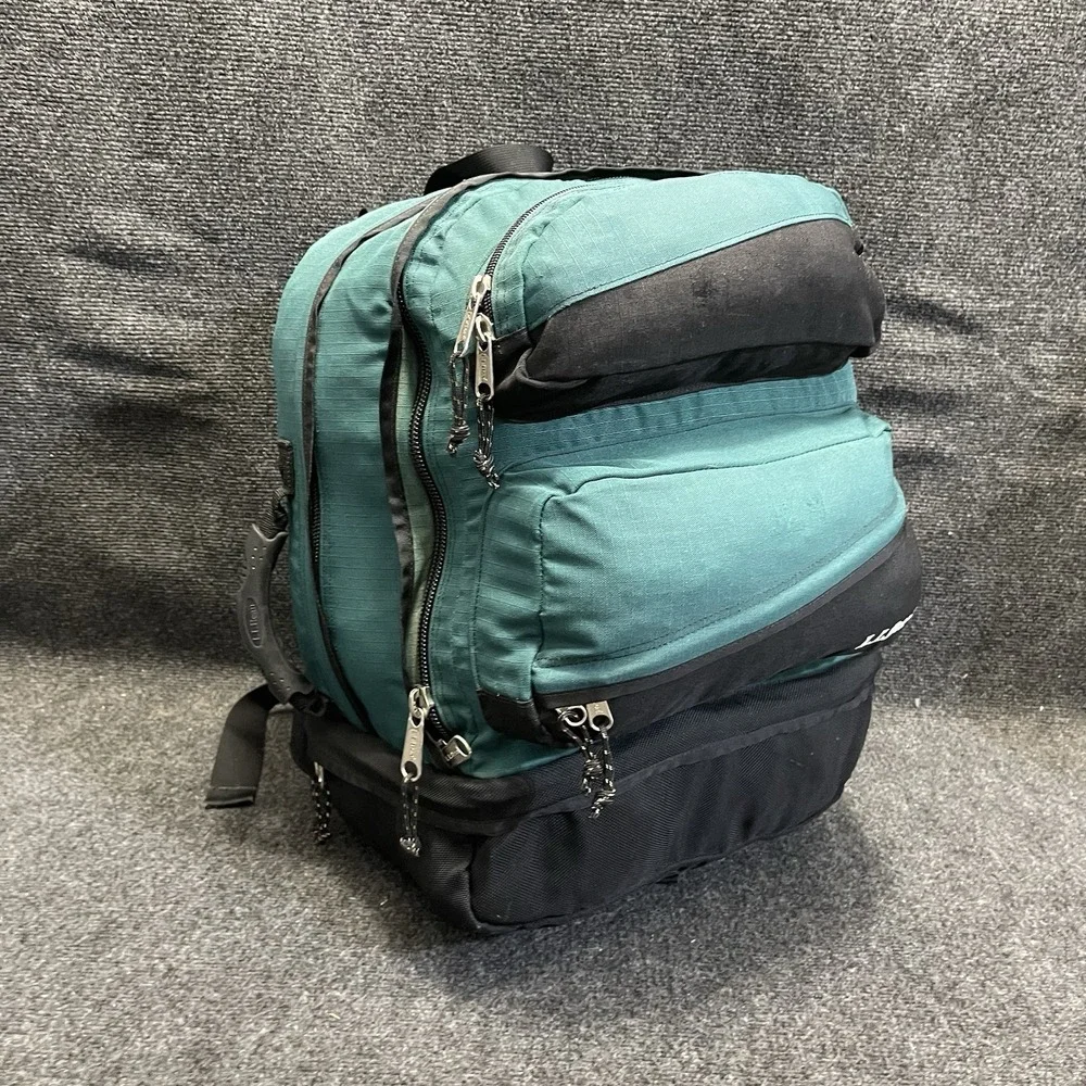 L.L. Bean ODJ86 Weekender Canvas‎ Backpack Green/BLK Vintage Hiking Travel Bag